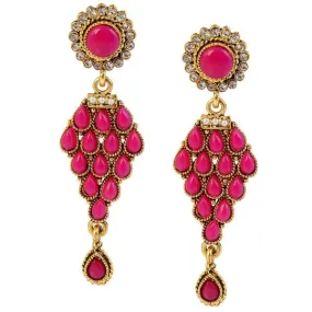 14Fashions Kundan Antique Gold Plated Dangler Earrings - 1304903