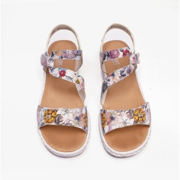 659C7-92 Ladies Strappy Floral Sandals Multi