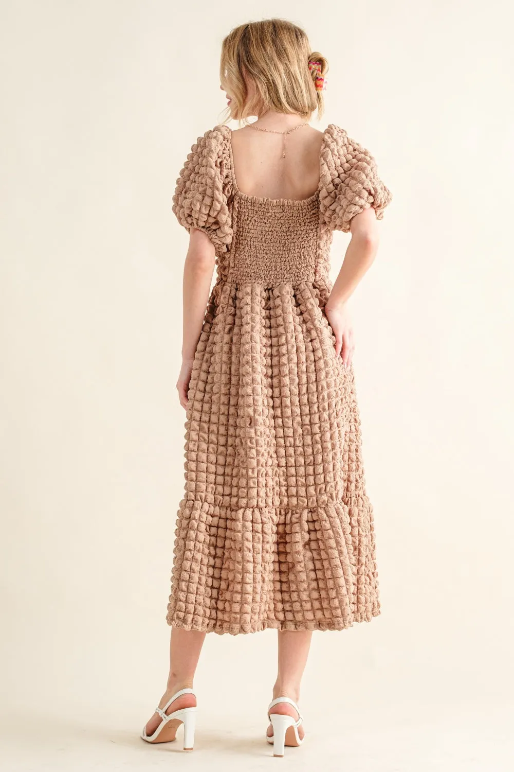 And The Why Full Size Square Neck Puff Sleeve Dress