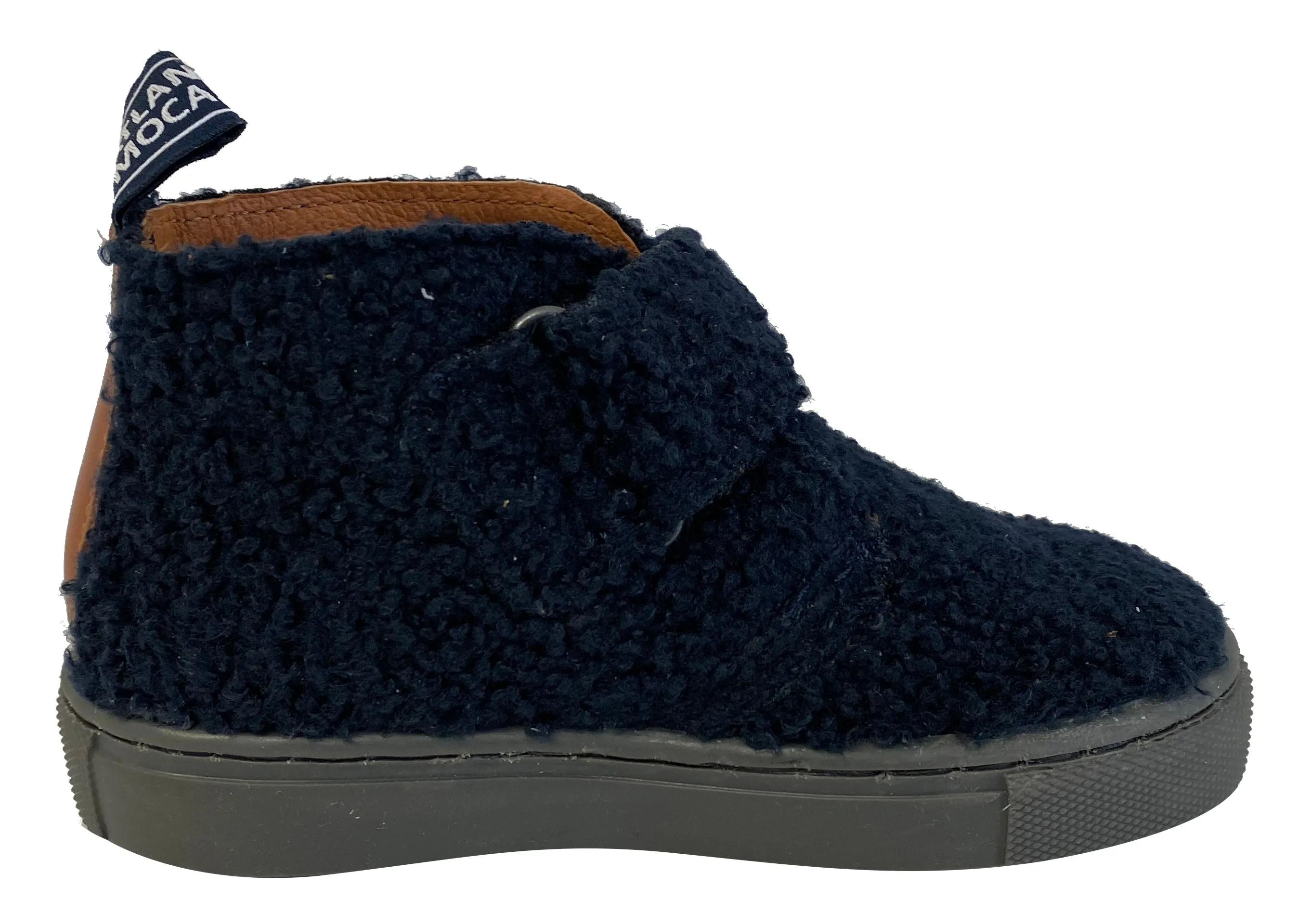 Atlanta Mocassin Boy's & Girl's Fuzzy Bootie, Navy