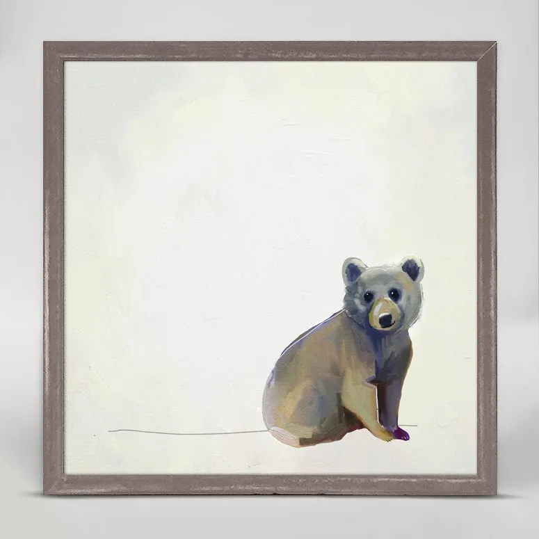 Baby Bear Sitting Mini Framed Canvas