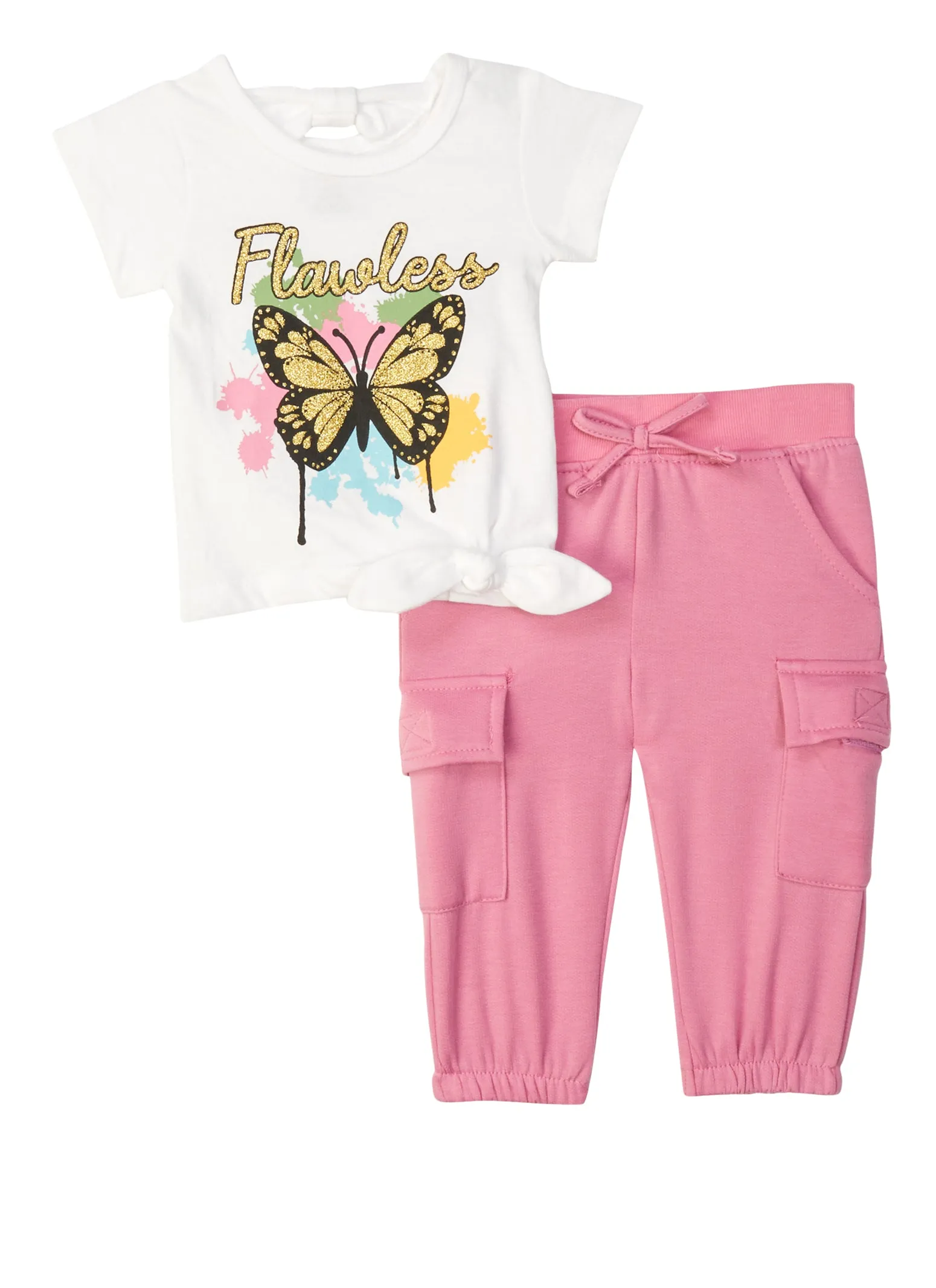 Baby Girls 0-9M Flawless Butterfly Graphic Tee and Joggers