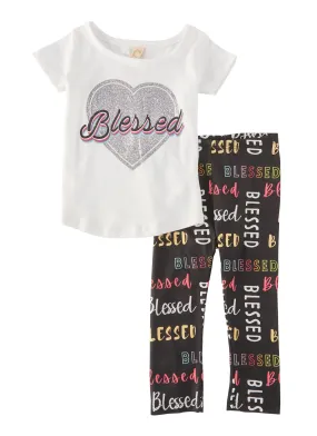 Baby Girls 12-24M Blessed Glitter Graphic Tee and Leggings