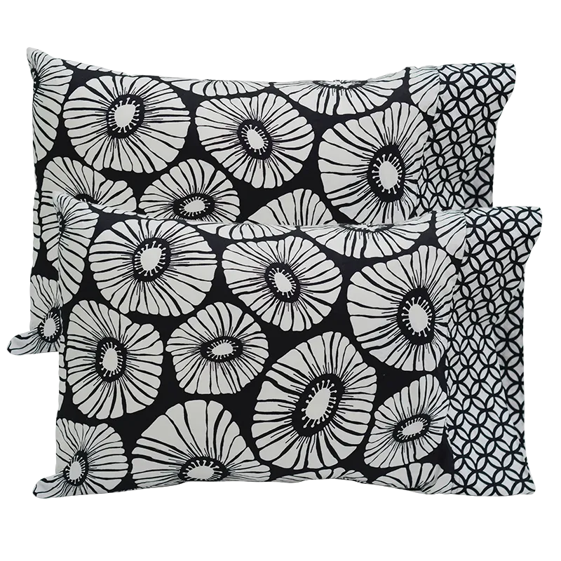 Black & White Standard Pillow Cases - SALE HOMEWARES