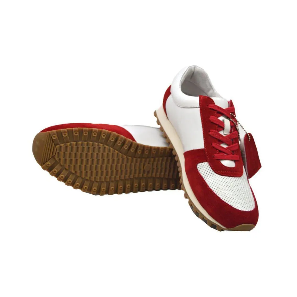 British Walkers Surrey Men's Red and Beige Leather and Suede Sneakers