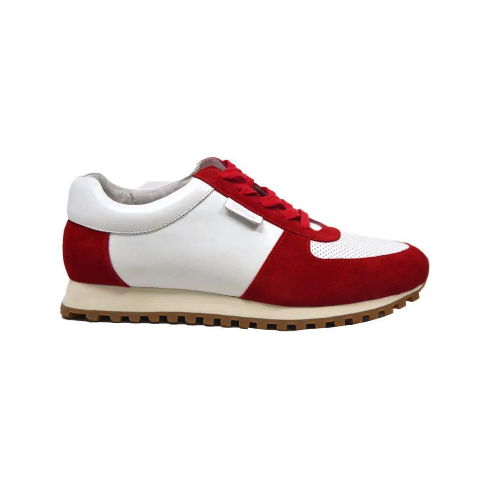 British Walkers Surrey Men's Red and Beige Leather and Suede Sneakers