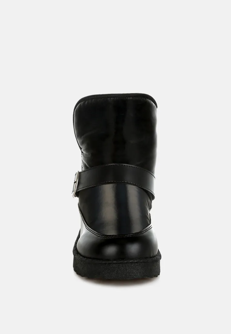 Buckle Strap Puffy Ankle Boots by RUW