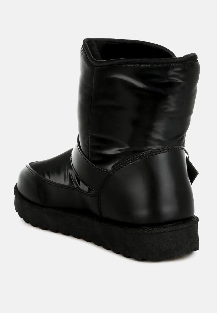 Buckle Strap Puffy Ankle Boots by RUW