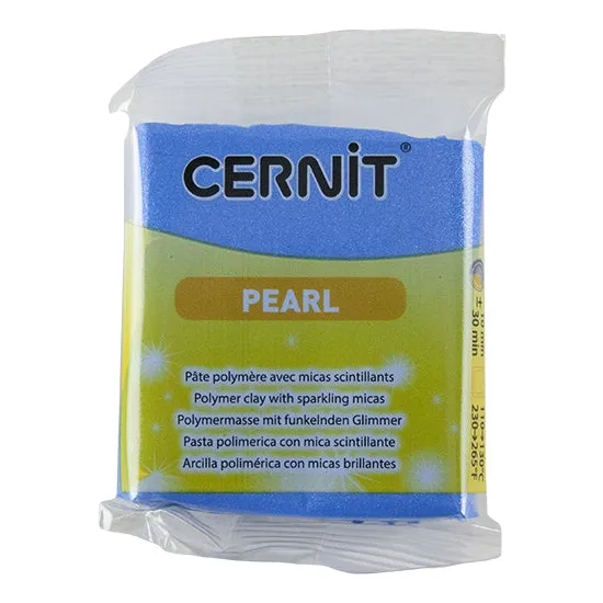 Cernit Pearl Polymer Clay - Blue 2oz (56g) block