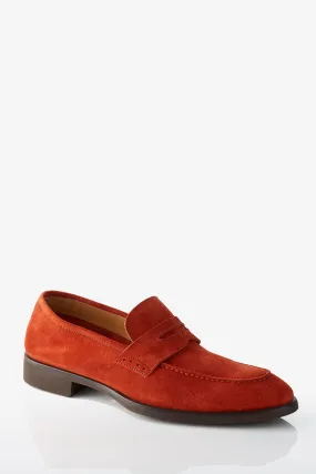 David August Suede Penny Loafer in Burnt Orange