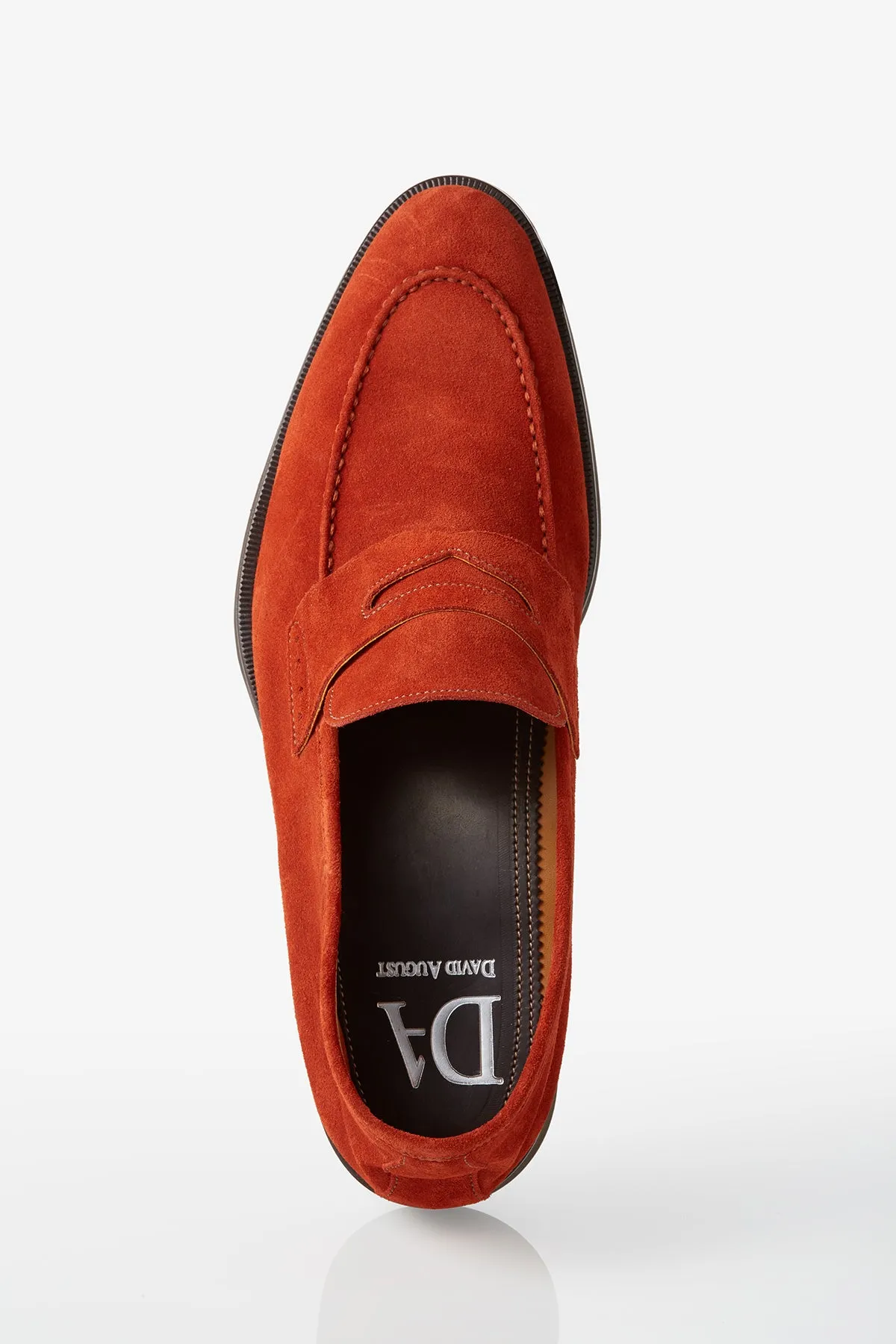 David August Suede Penny Loafer in Burnt Orange