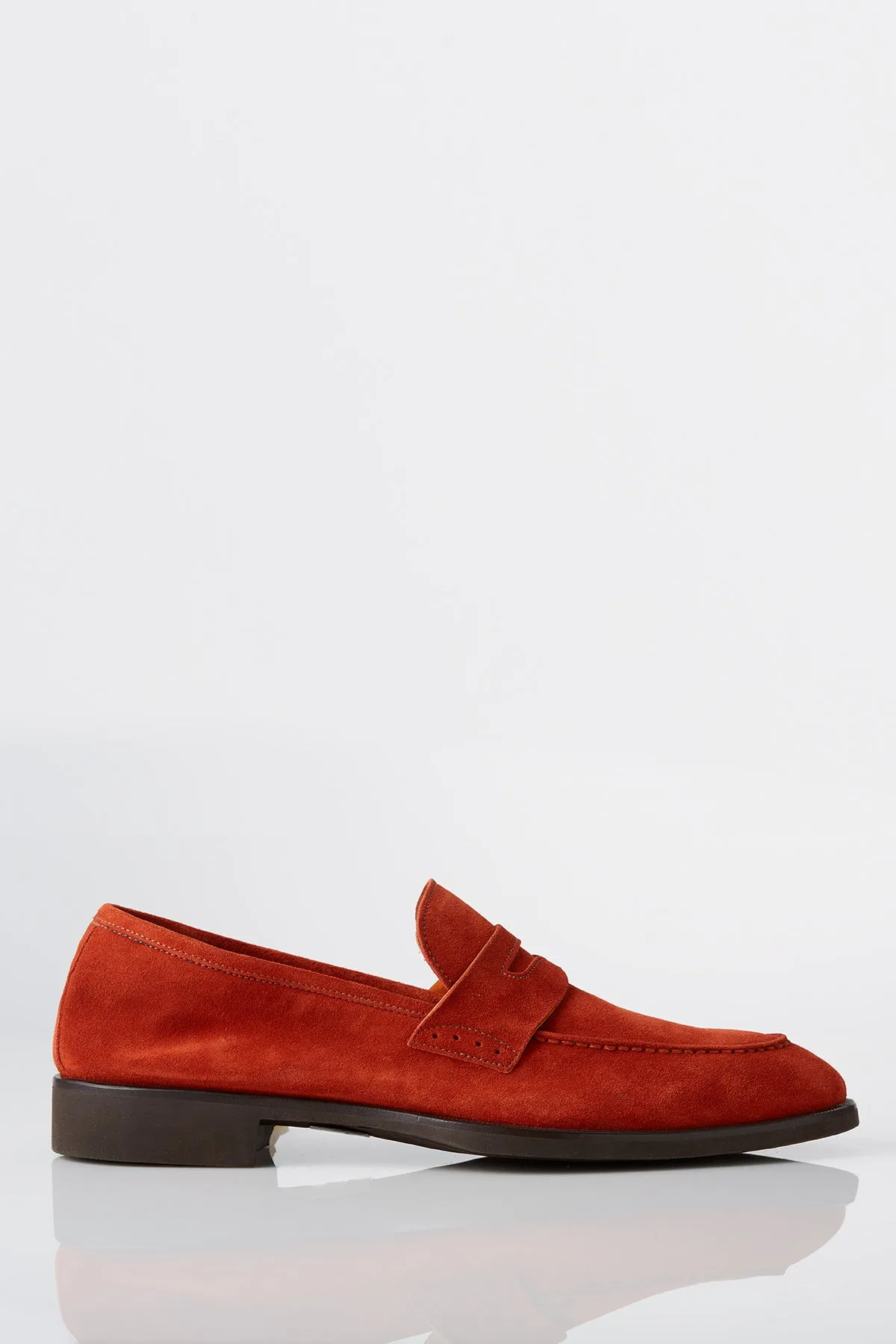 David August Suede Penny Loafer in Burnt Orange