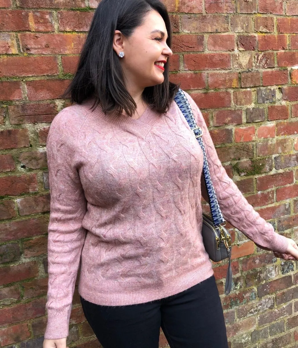 Dusky Pink Cable Twist Jumper