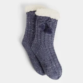 Glitzy Slipper Socks - Blue