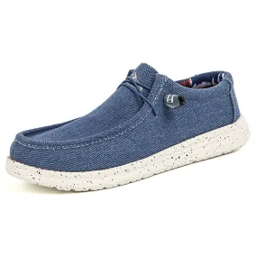 GRW Orthopedic Men Shoes Breathable Cork Sole Slip on Denim Canvas Loafers