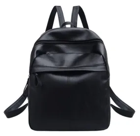 High-Quality PU Leather Women’s Backpack | Fashionable Solid School Bag for Teenagers