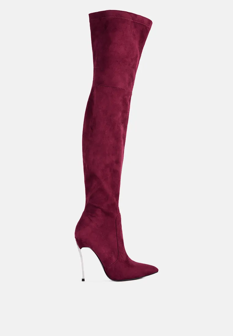 Jaynetts Stretch Suede Micro High Knee Boots By Ruw