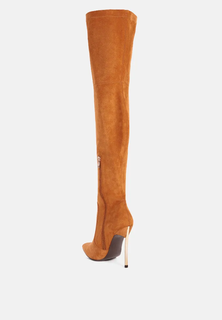 Jaynetts Stretch Suede Micro High Knee Boots By Ruw