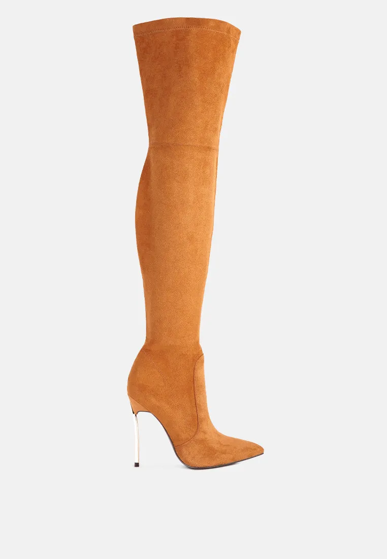 Jaynetts Stretch Suede Micro High Knee Boots By Ruw