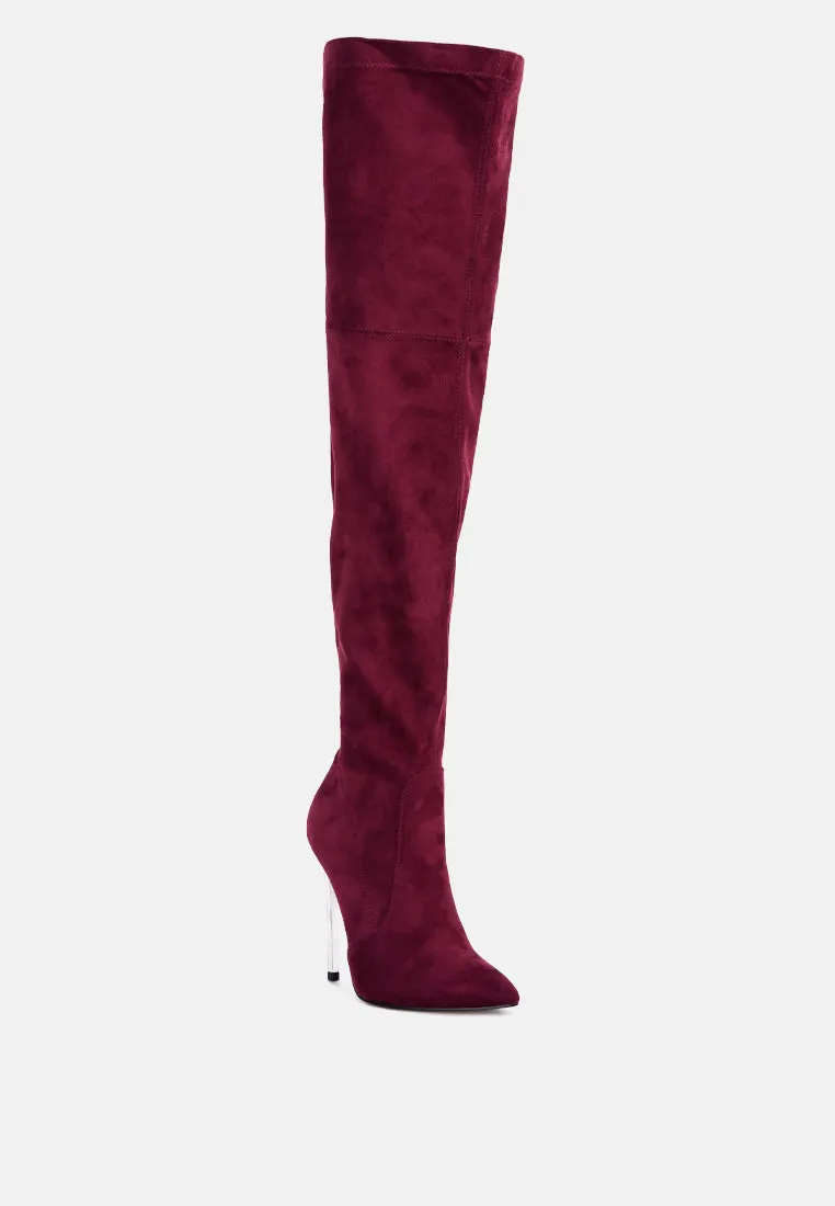 Jaynetts Stretch Suede Micro High Knee Boots By Ruw