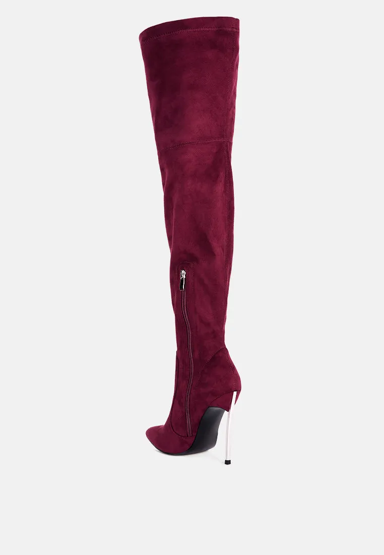 Jaynetts Stretch Suede Micro High Knee Boots By Ruw