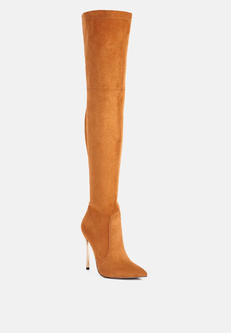 Jaynetts Stretch Suede Micro High Knee Boots By Ruw