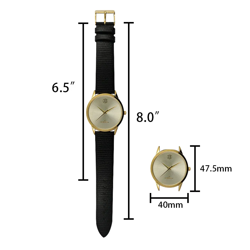 Men Black Leather Dress Watch & Pen Gits Set