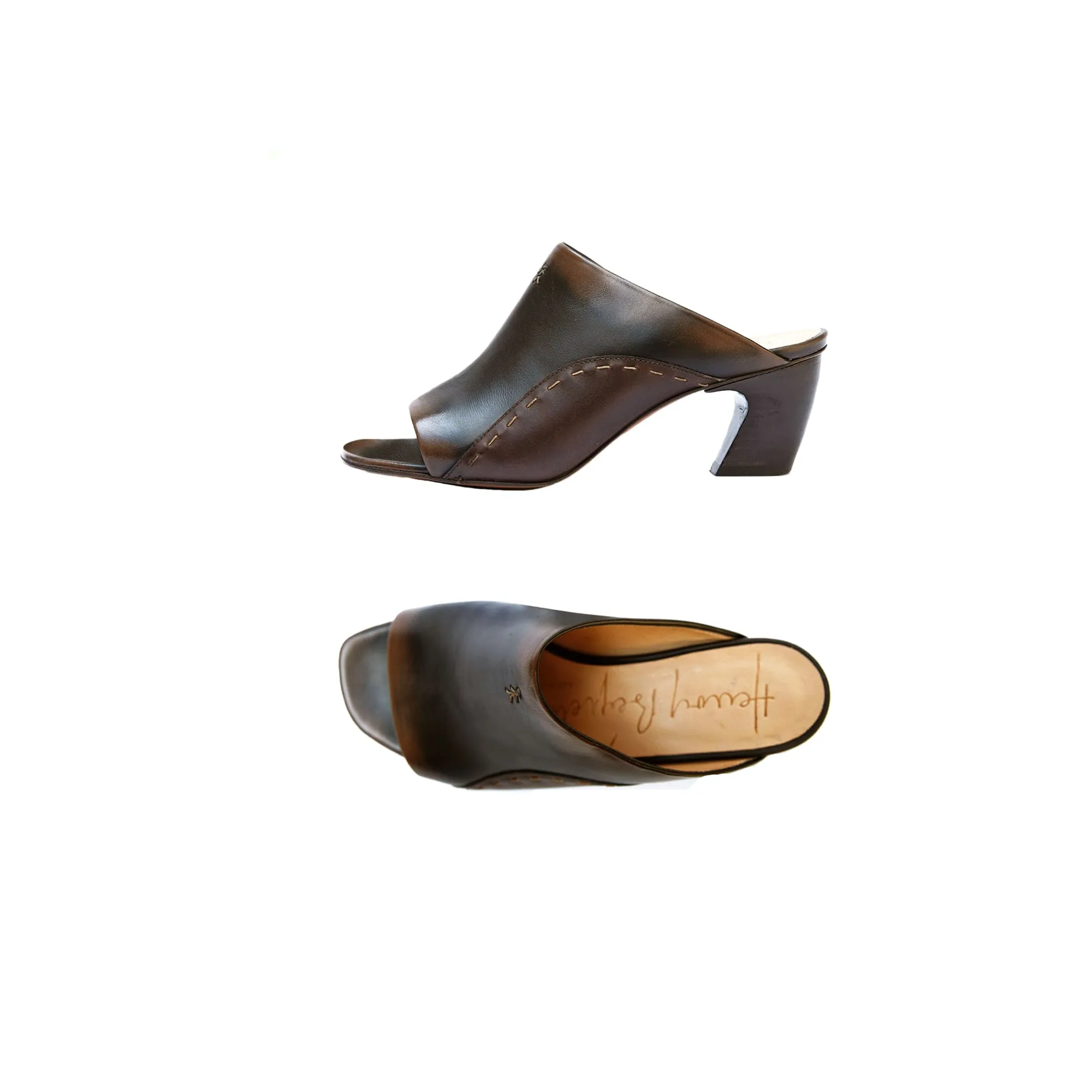 Mid-Heel Mules Spazzolato Brown