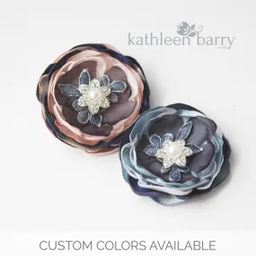 Navy blue hair flower or brooch - Bride, flower girl, bridesmaid, mother of the bride or groom gifts