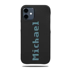 Personalized Bot Font iPhone 12 Black Leather Case