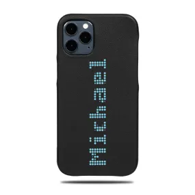 Personalized Bot Font iPhone 12 Pro Black Leather Case