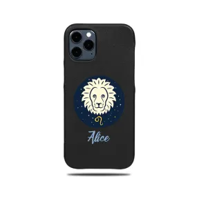 Personalized Leo iPhone 12 Pro Max Black Leather Case