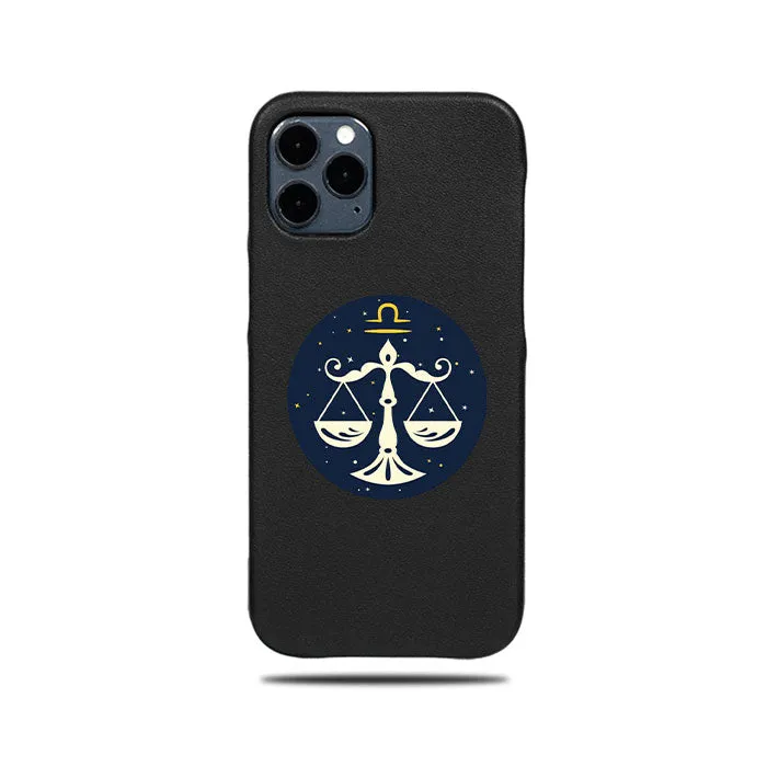 Personalized Libra iPhone 12 Pro Max Black Leather Case