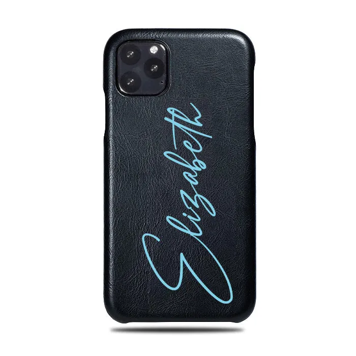 Personalized Signature iPhone 11 Pro Black Leather Case