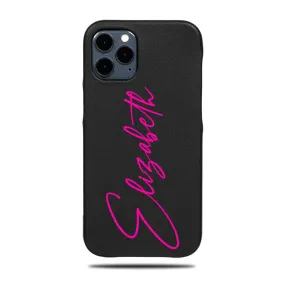 Personalized Signature iPhone 12 Pro Black Leather Case