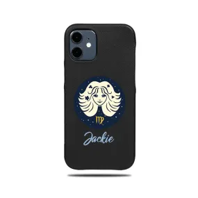 Personalized Virgo iPhone 12 mini Black Leather Case