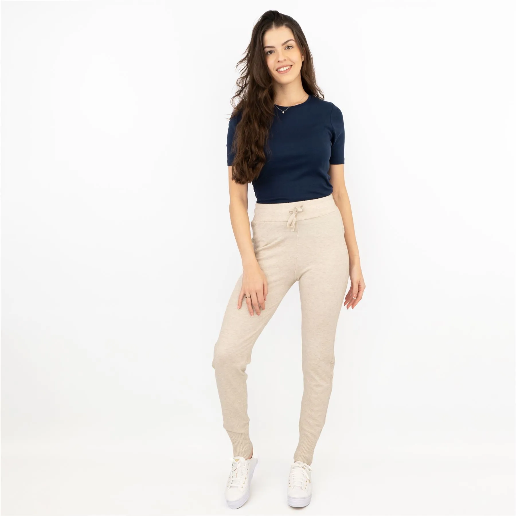 River Island Womens Soft Touch Ribbed Knit Jersey Joggers