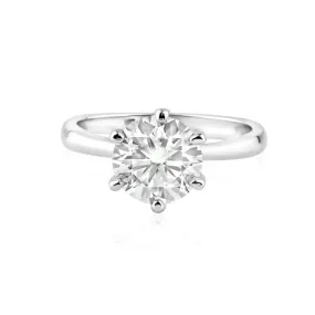 Silver 925 Rhodium Plated 2 Carat Moissanite Ring