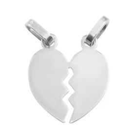 Silver 925 Rhodium Plated Broken Heart Pendant 20mm