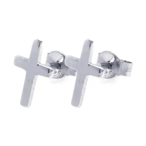 Silver 925 Rhodium Plated Cross Stud Earrings