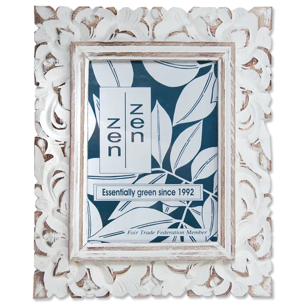 White Carved Frame, Medium