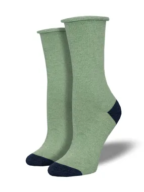 Women's Contrast Heel/Toe Bamboo Crew Socks